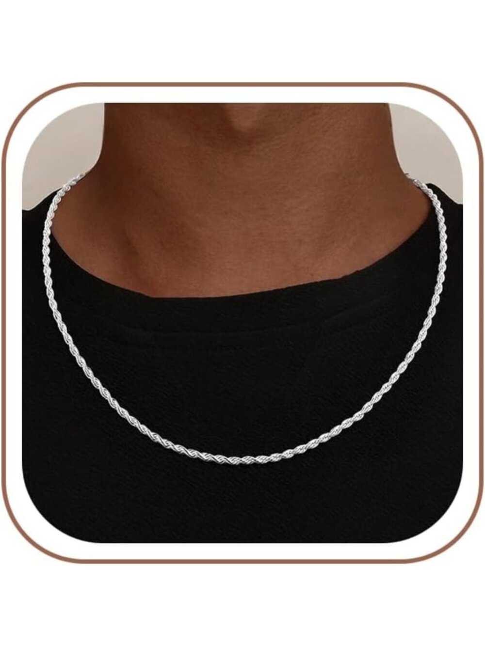 Stylish 4mm Rope Chain Necklace for Men - Durable, Versatile, Perfect Gift